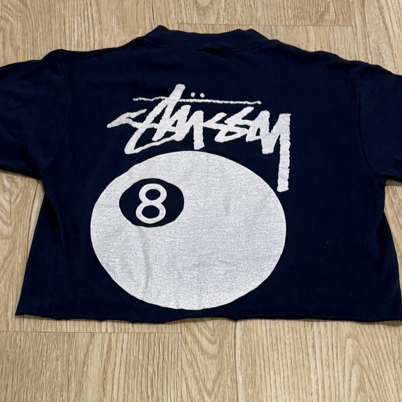 Stussy Tops - Stussy Vintage Cropped Blue 8 Ball Graphic T Shirt Grunge Skater Flowy Fit